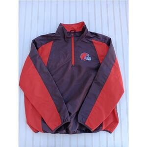 NFL Team Apparel Cleveland Browns 1/4 Zip-Up Windbreaker Jacket Size XL B90